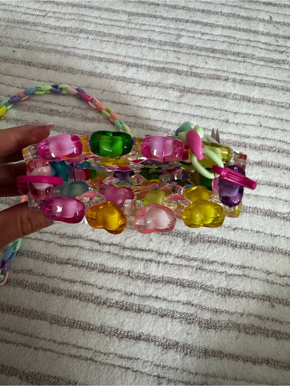 Lola + The Boys Multicolor Candy Hearts Beaded Crossbody Bag